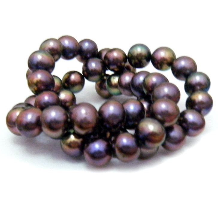 Black Multicoloured 8-8.5mm Round Pearls